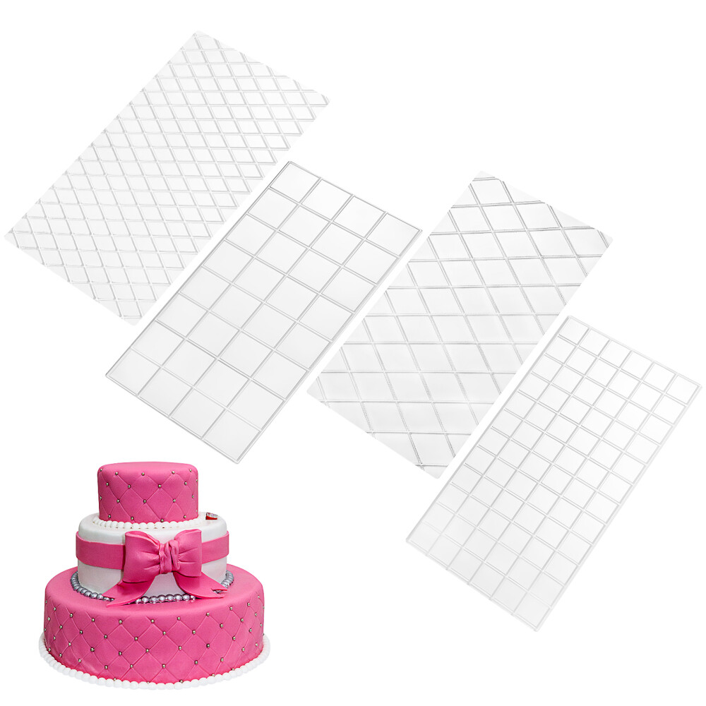 4 Pcs Fondant Imprint Mat Stamp Mold Grid Impression Mats Cake eBay