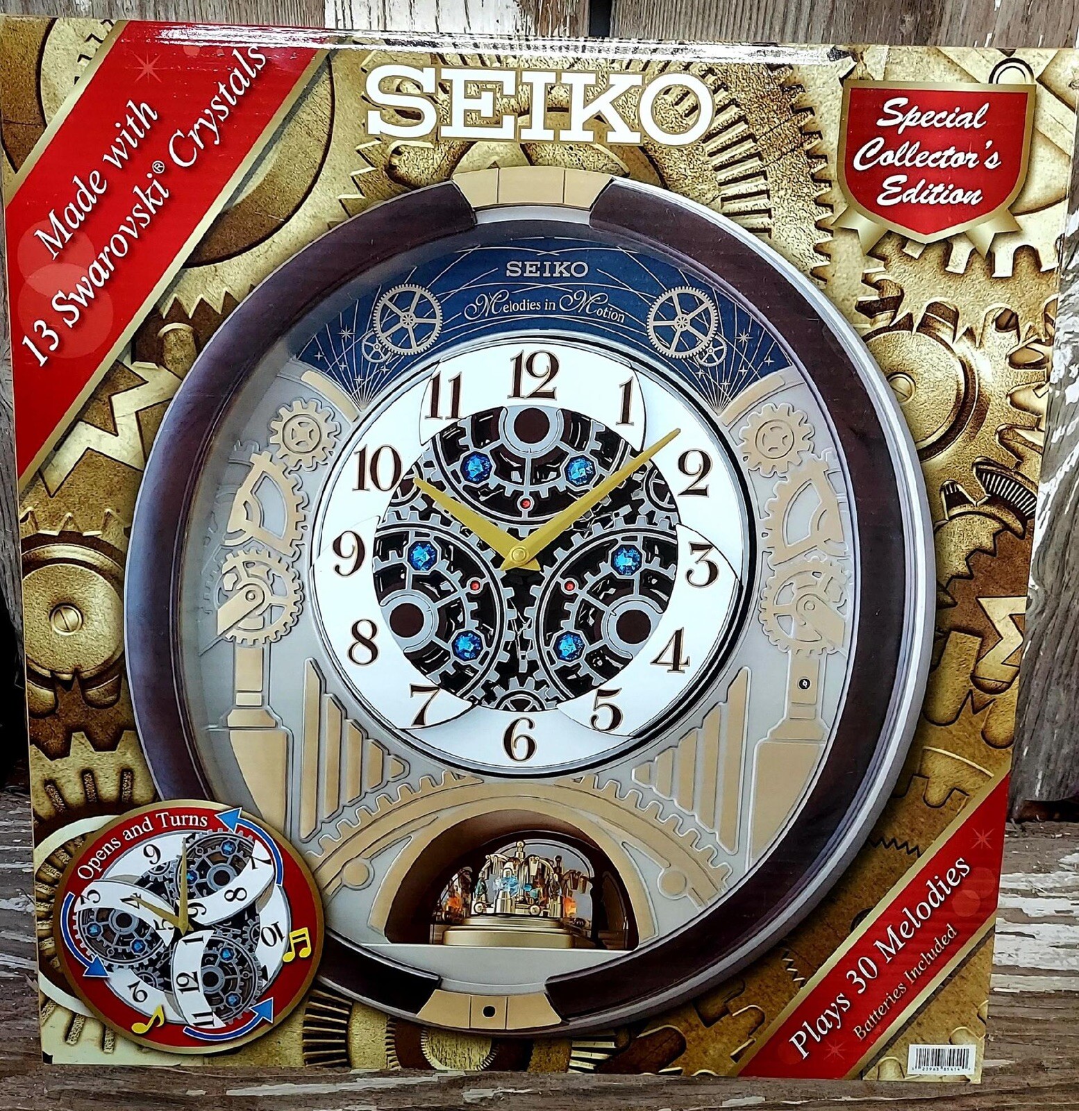 2020 Seiko QXM386BRH Melodies in Motion Musical Wall Clock w/Swarovski