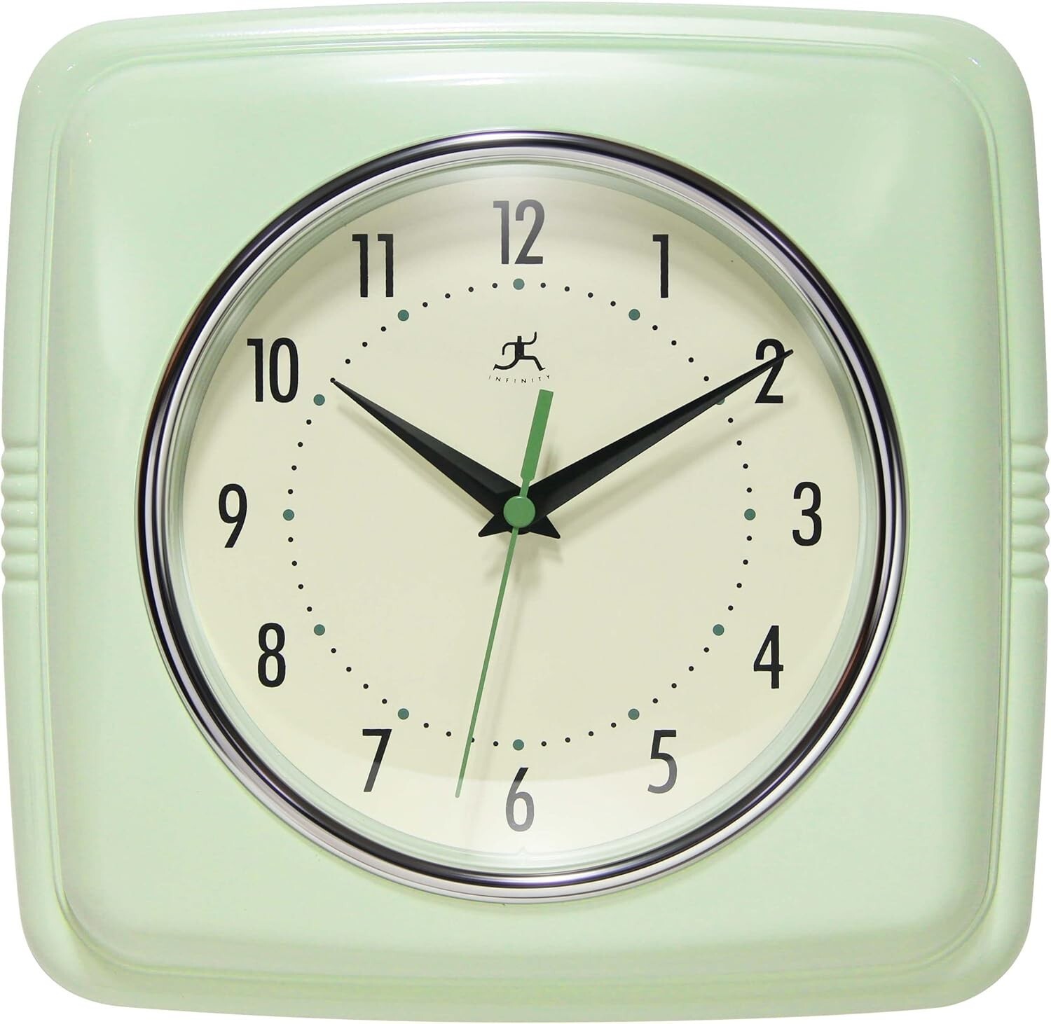 Square Silent Retro 9 Inch Mid Century Modern Kitchen Diner Retro Wall Clock Qua