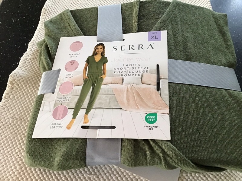 Serra Black Ladies Long Sleeve Cozy Lounge Romper Size XL