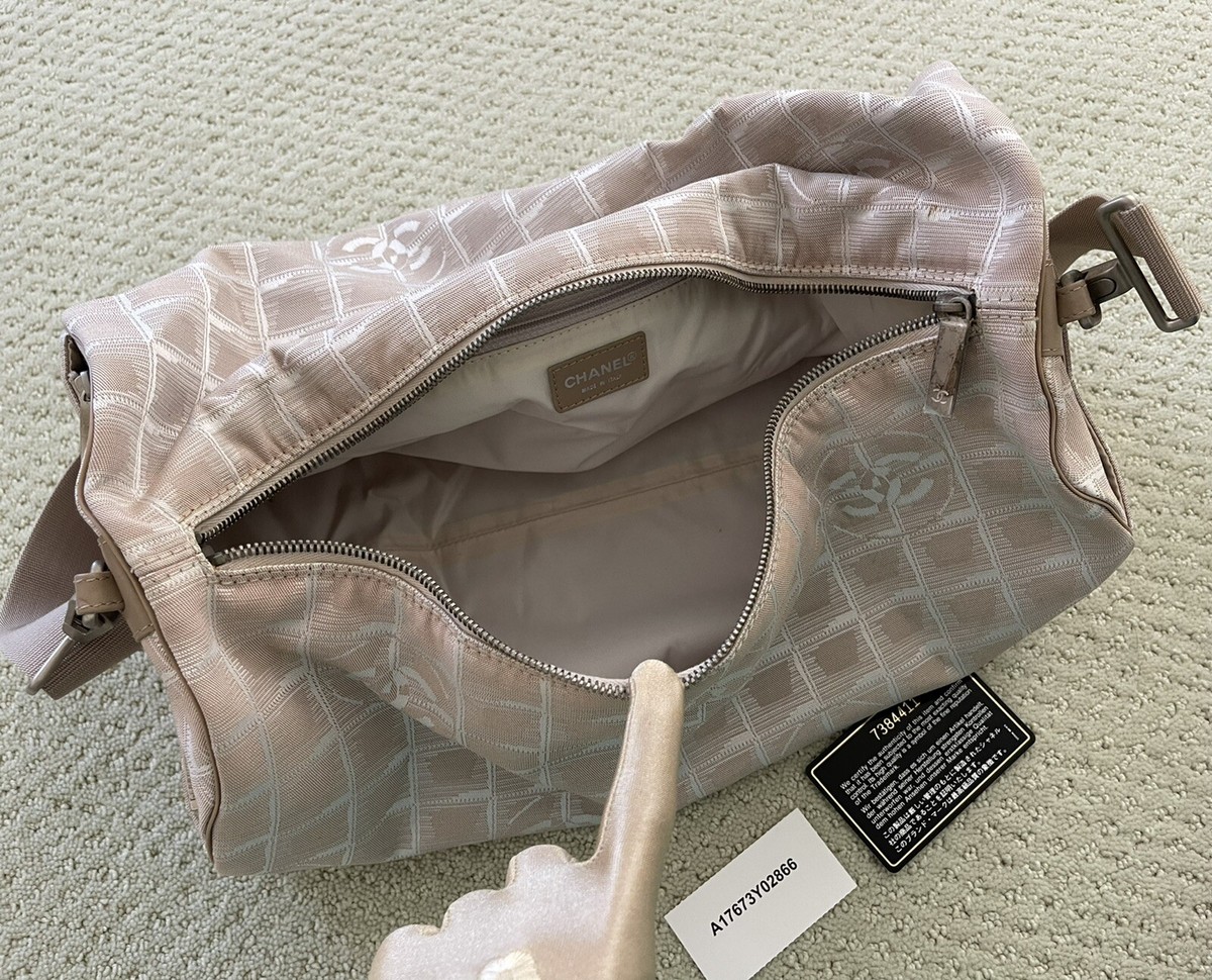 CHANEL BEIGE NYLON TRAVEL LINE REMOVABLE STRAP CC LOGO 