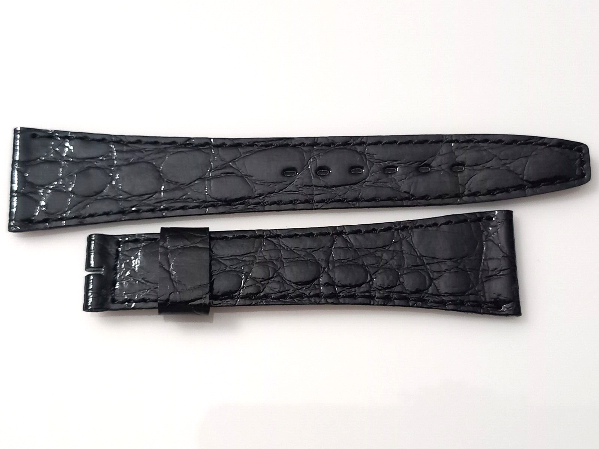 Bracelet De Montre 14mm Noir – Plastique/caoutchouc Vintage – Boucle Argentée NOS