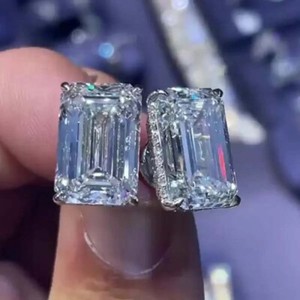 Authentic 10 Ctw Lab Created Diamond 14K White Gold Plated Solitaire Wedding Stud Earrings