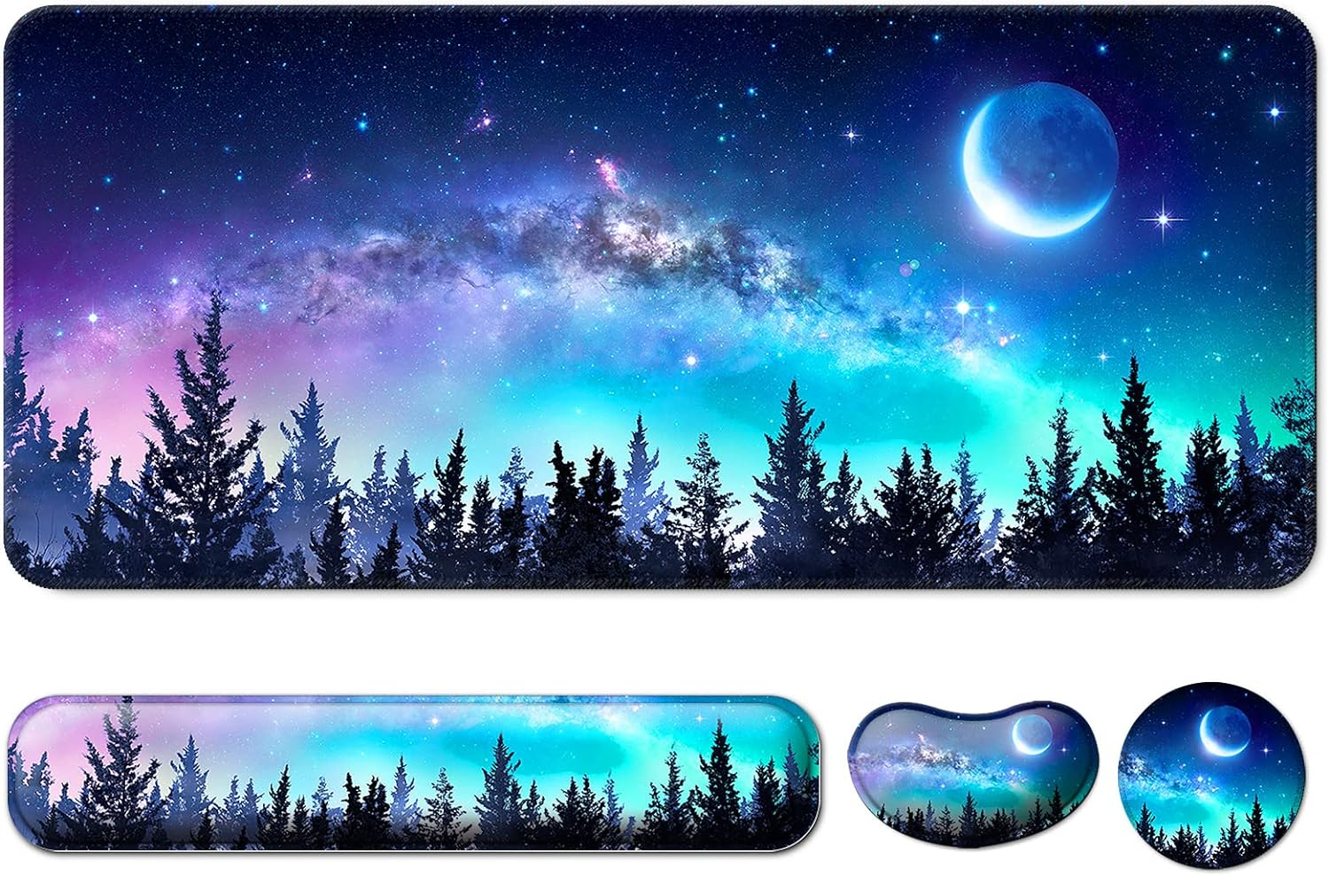 4-in-1 Keyboard Wrist Rest Mouse Pad Desk Mat with Wrist Support and Coaster Set-image