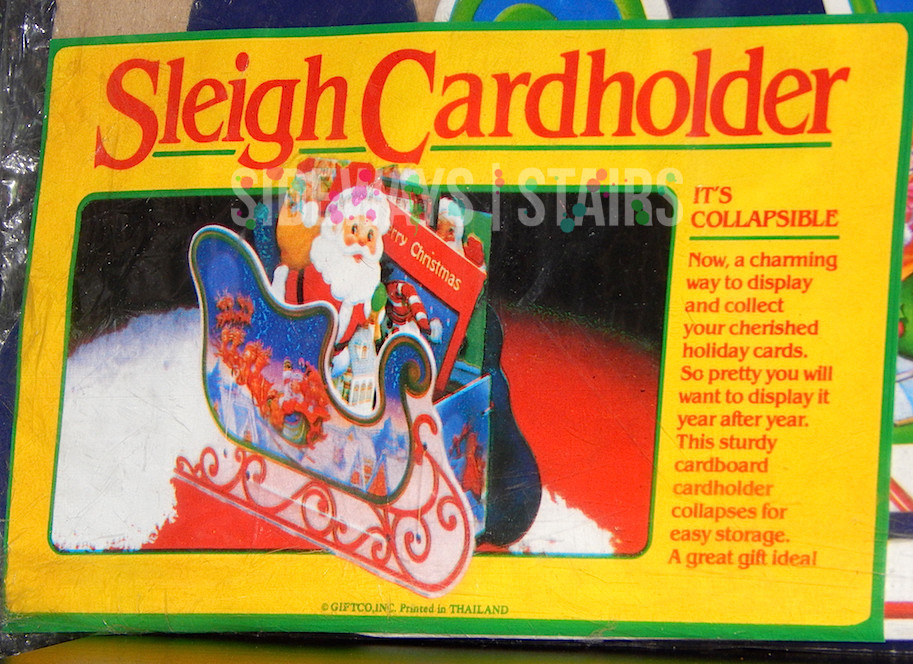 SANTA SLEIGH HOLIDAY CARDHOLDER vintage Christmas card holder Xmas