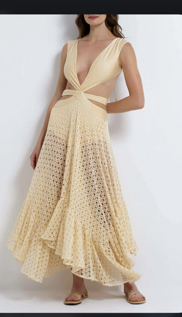 monstera sleeveless beach dress PATBO sand XL Midi dress