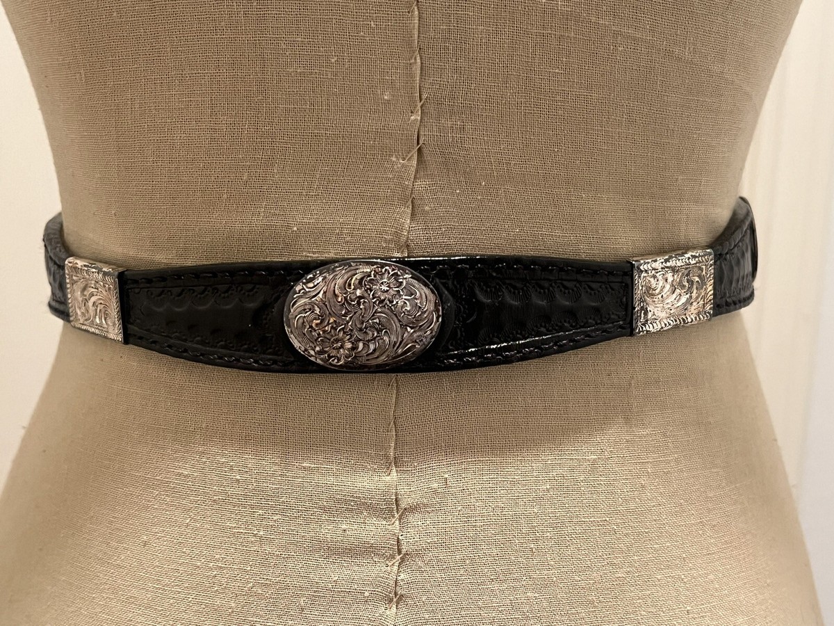 Silver Oval Floral Concho Black Western Belt NWT Floral Concho Belts | Boot Barn main image 2
