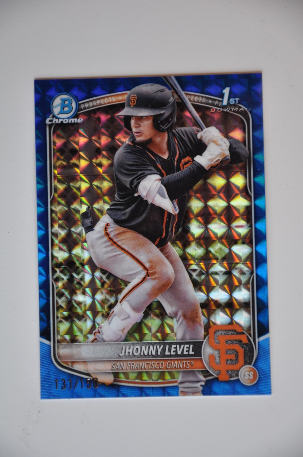 2025 Bowman Chrome Jhonny Level 1st Blue Geometric Refractor /150 Giants