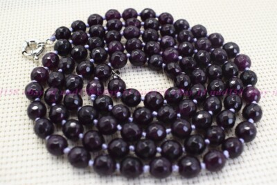 18" Necklace With 8mm Faceted Natural Garnet Red Gemstone Beads - Handmade! 2 thumbnail image