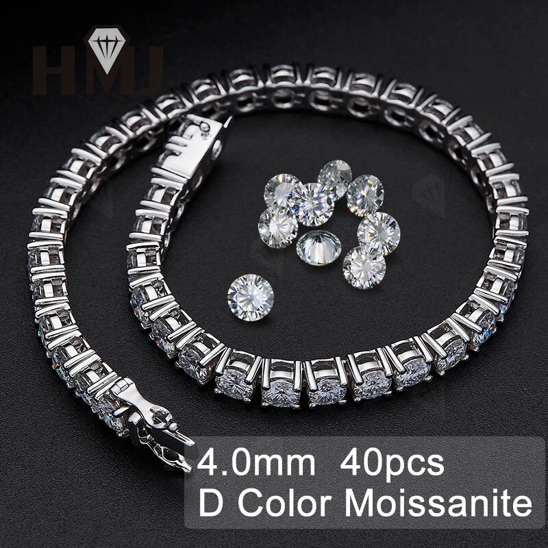 2.5mm ~ 3mm 8CT White Moissanite Tennis Bracelet Round Cut 18k White Gold Plated - Image 3 of 4
