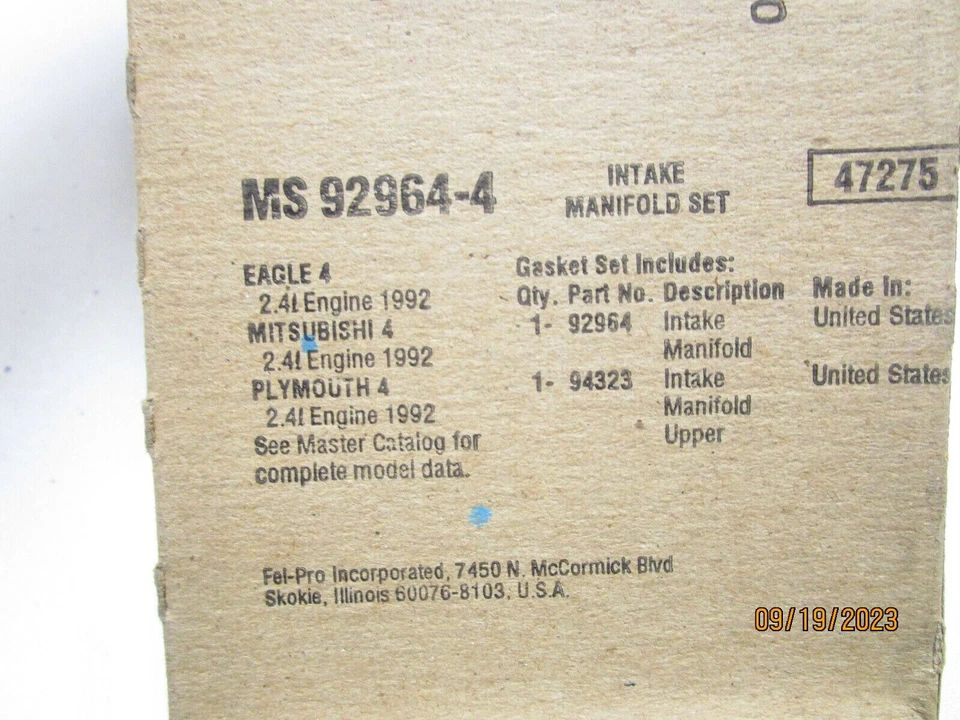 Engine Intake Manifold Gasket Set Fel-Pro MS 92964-4 - Image 3 of 4
