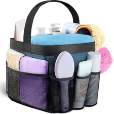 Mesh Shower Caddy Portable for College Dorm Room Essentials with 8 Pockets, Hang