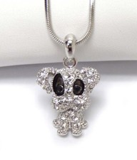 Clear Crystal Puppy Dog Pendant Necklace for Women