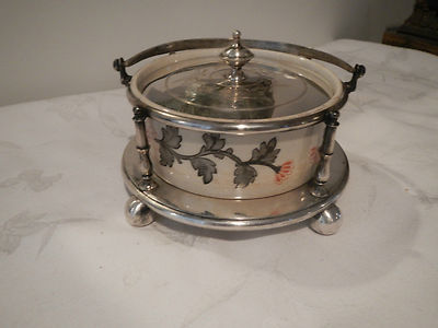ANTIQUE JAMES DEAKIN & SONS SHEFFIELD SILVER PLATE & CERAMIC