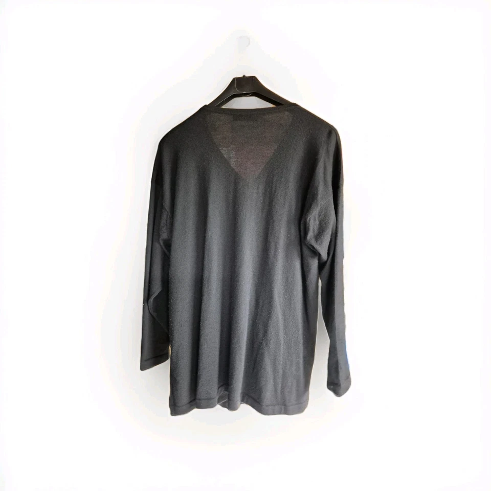 Eskandar 0 Cashmere V-Neck Sweater Gray Black Oversized Minimalist - Image 2 of 4