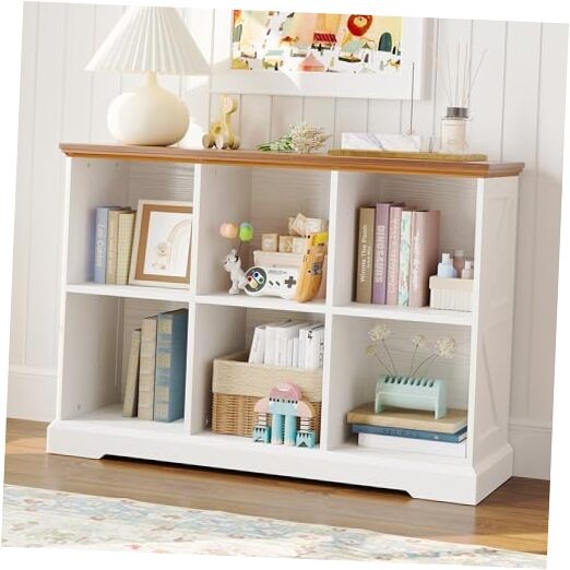 6 Cube Wooden Storage Organizer Shelf Farmhouse Bookcase