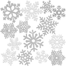 Geyee 96 Pcs Snowflakes Cutouts 12 Styles Glitter Snowflakes Board Cutouts Or...
