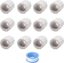 12PCS 1/2 Inch Female Threaded PVC Pipe Fittings Double Thread Coupling Adapter