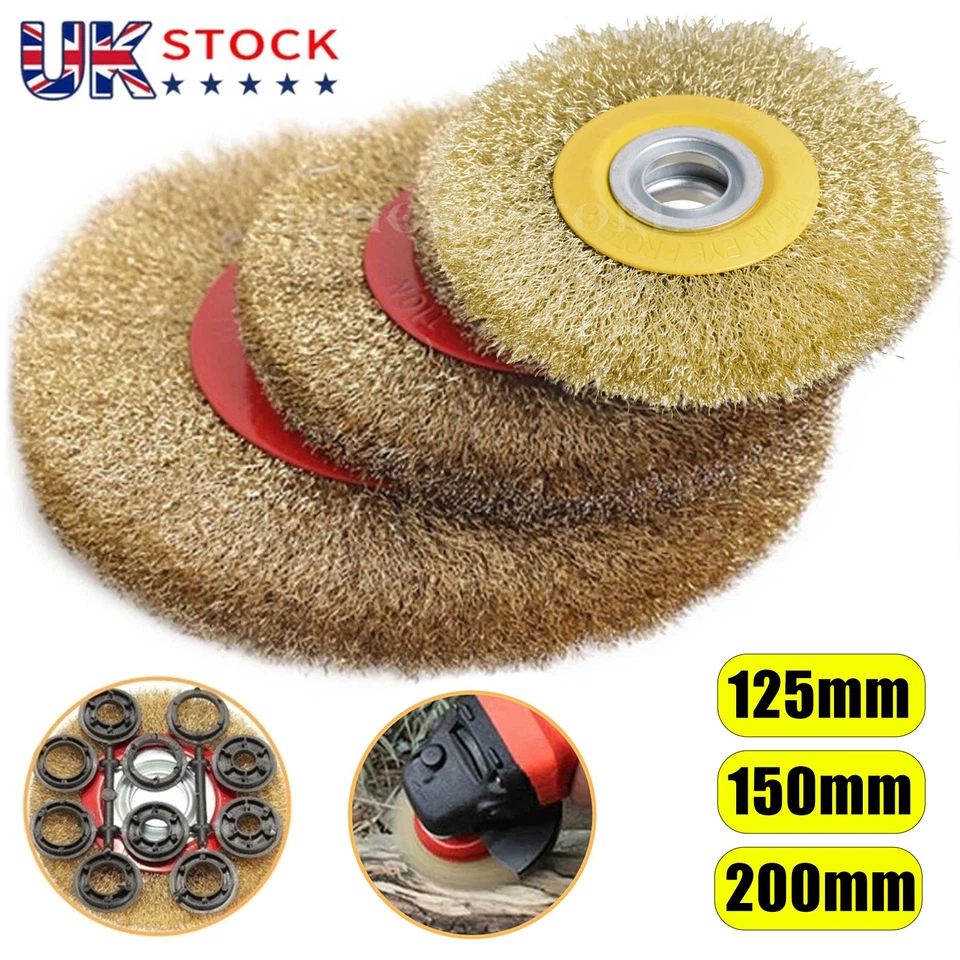 5/ 6/ 8" Inch Polishing Wire Brush Wheel For Bench Grinder With Reducers Adaptor - Image 1 of 4