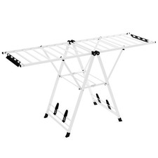 Foldable Metal Laundry Drying Rack w/Height Adjustable Wings, 20 Drying Rails