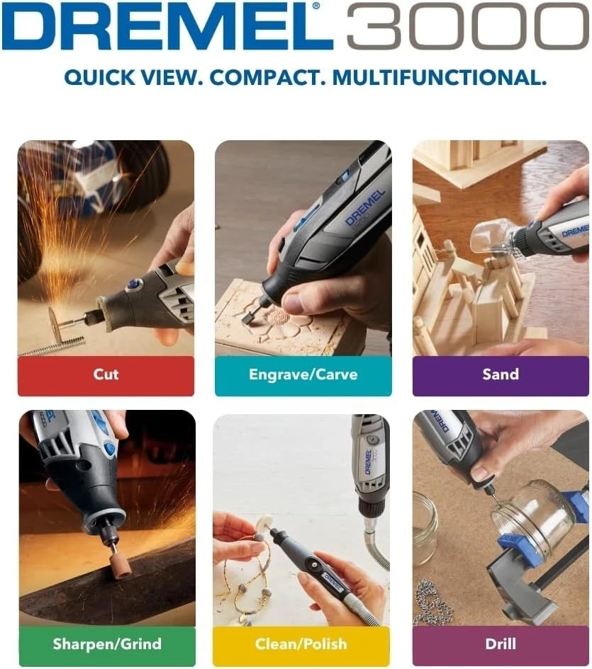 Dremel 3000 Rotary Tool 130 W, Multi Tool Kit with 1 Attachment 25 Accessories - Image 3 of 4
