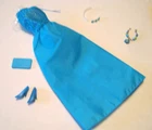 BARBIE FASHION CLOTHES ~ TEAL SATIN w/GLITTER BODICE OUTFIT w/ACCESSORIES SET