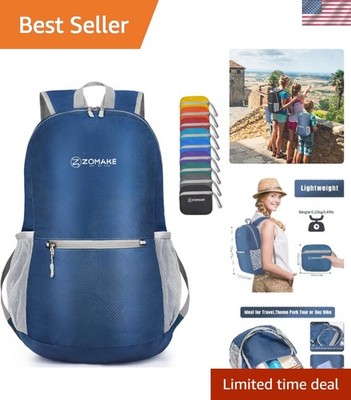 Navy Blue Packable Daypack - Ergonomic 20L Ultra Lightweight Hiking Backpack