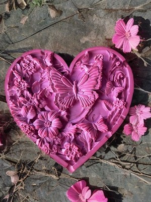 Butterfly Heart Shaped Dark Pink Aroma Stone Diffuser Scented Fragrant Natural