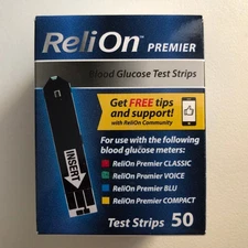 50 ReliOn Premier Blood Glucose Test Strips EXP 02/2027  , SHIP FREE