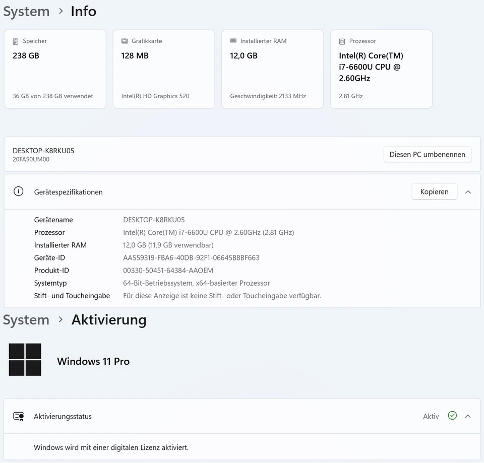 Lenovo ThinkPad T460s i7-6600U/12GB/256GB SSD 14" FHD Win11 Pro DE - Bild 2 von 3