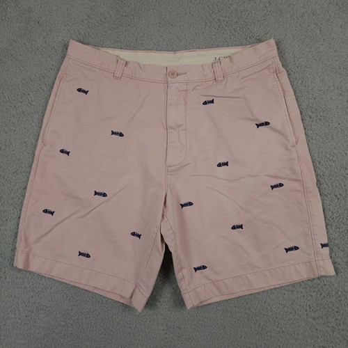 J Crew Shorts Herren 36 rosa defekt normale Passform Fisch bestickt Baumwolle Freizeit