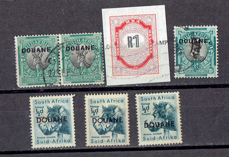 SOUTH AFRICA. REVENUE LOT OF 7 STAMPS. MNH Used HV