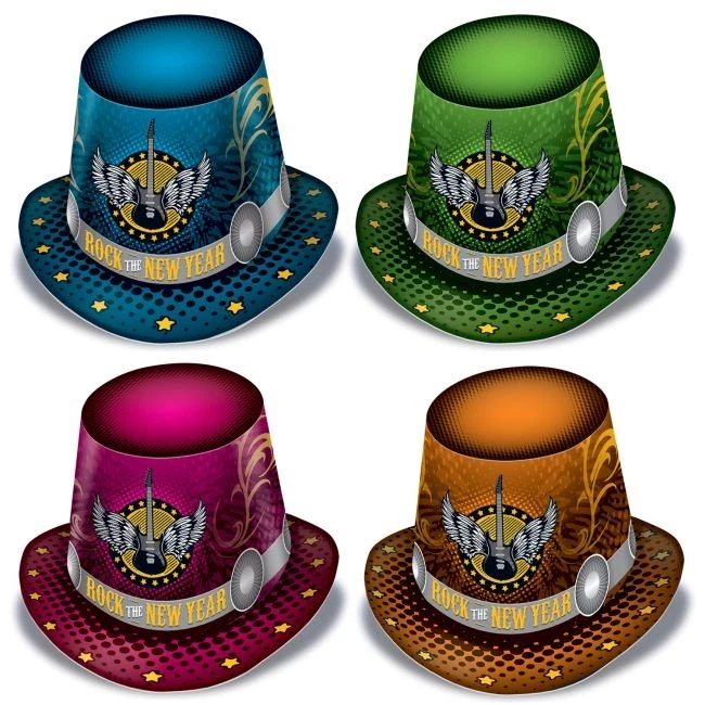BEISTLE Rock The New Year Hi-Hat Color is Random Adult New Years Party Hats Paper Hats