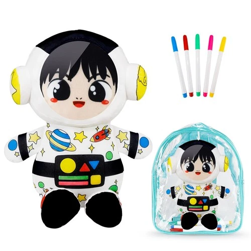 Colouring Plush Toy with 5 Washable Markers Astronaut Airbrush Soft Toy for Ages