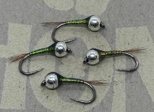 4ea. Gasoline Perdigon nymphs in size #14. Excellent Euro Nymph.