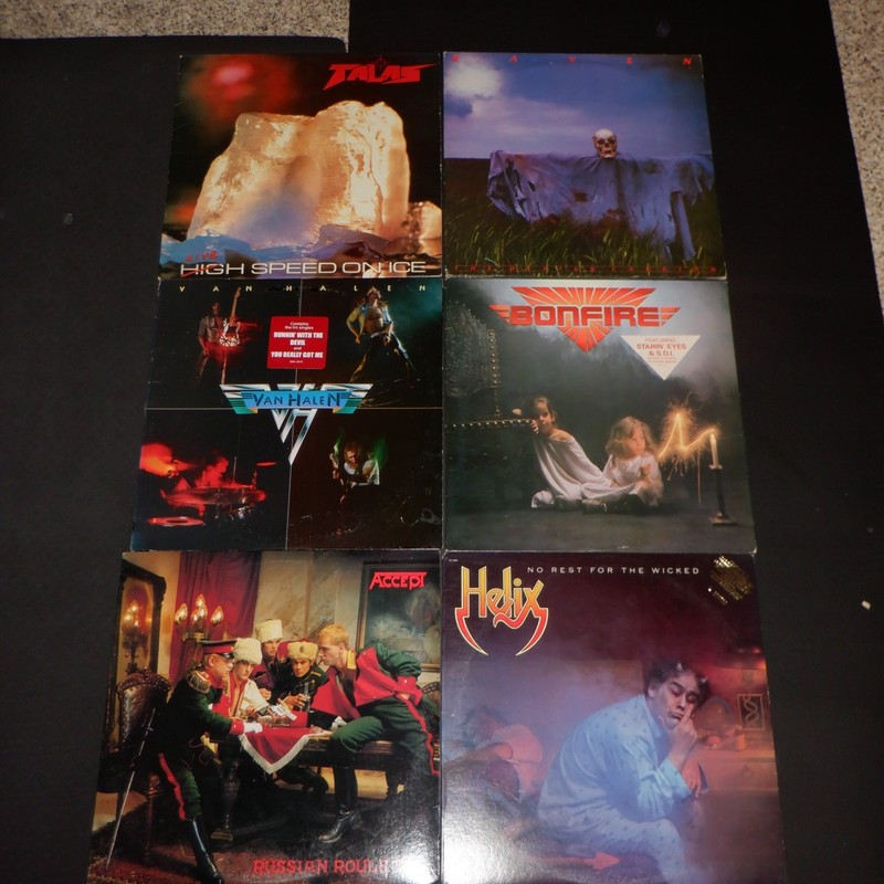 HARD ROCK METAL vinyl LP LOT x7 Van Halen TALAS Accept HELIX Bonfire RAVEN