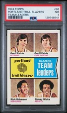 1974 Topps Basketball Portland Trailblazers Team Leaders #96 Graded PSA 7 NM