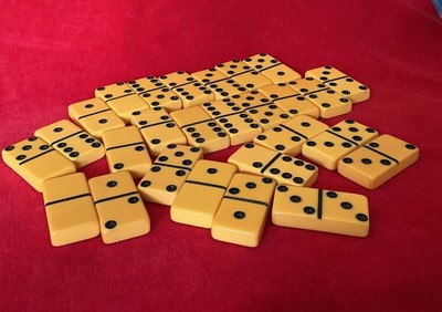 Vintage Butterscotch Bakelite Dominoes Set of 27