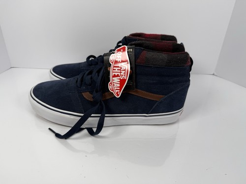Vans Mens Ward Hi MTE Blue Suede w Plaid Casual Shoes Sneakers Men's SZ 11
