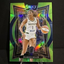 2025 Panini Select WNBA DIAMOND MILLER NEON GREEN PRIZM /75 DALLAS WINGS #15