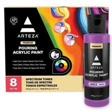 Acrylic Pouring Paint Set, 8 Rainbow Colors, 4 oz Bottles, High-Flow Paint, N...