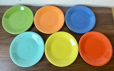 Fiestaware Salad Plates Set Of 6 Multi Color 8  Lead Free USA Mixed