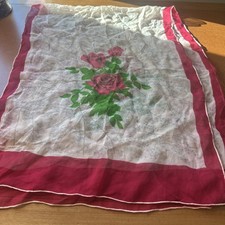 Vtg Rose Silk Scarf Made In USA