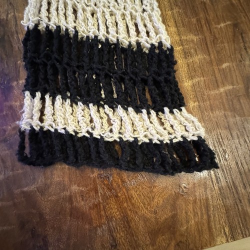 Black and white striped crocheted Open Knit Bolaro Top Shrug - Picture 6 of 11