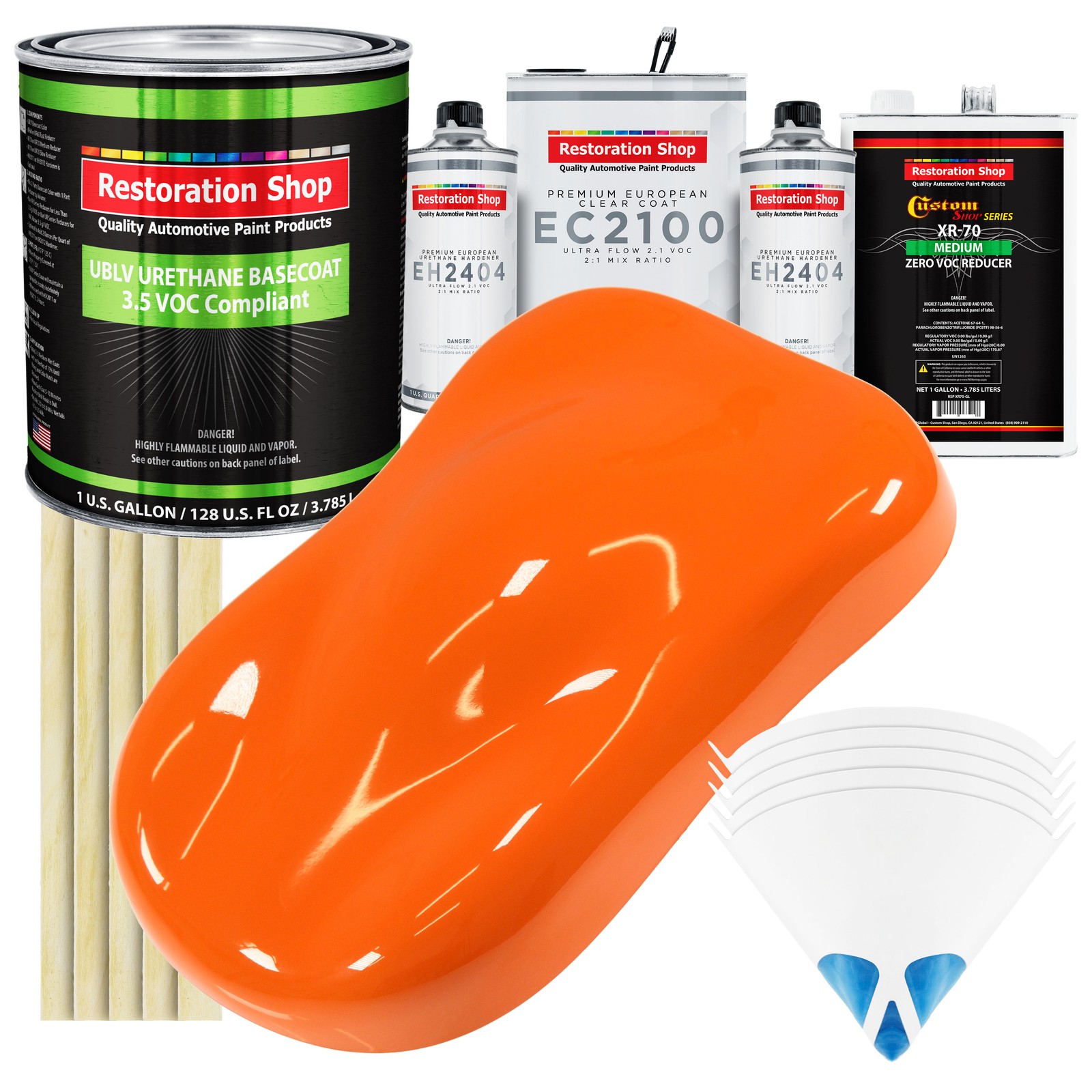 Omaha Orange LOW VOC Urethane Basecoat Gallon Kit with European Clear Coat