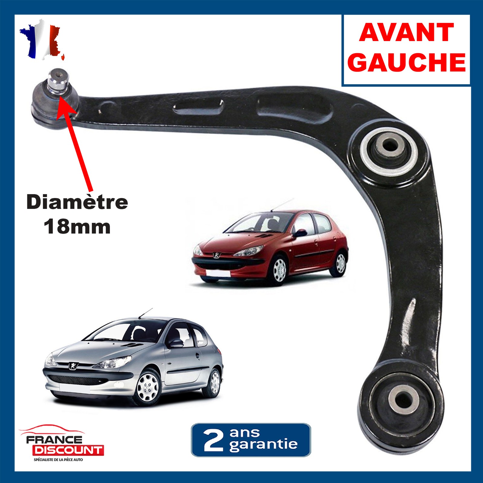 Triangle de suspension avant pour Peugeot 206 pour trajets quotidiens sereins