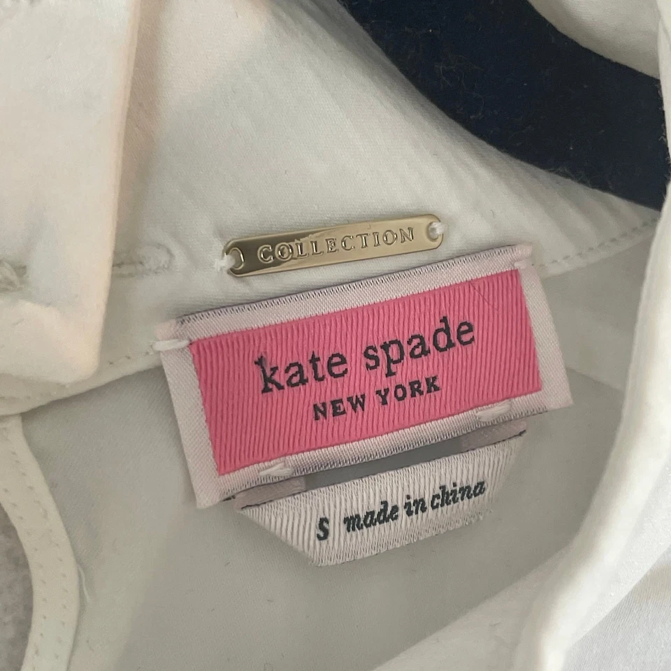 Blusa Kate Spade Collection Blanca Algodón Blnd con Micro Mini Mangas Abullonadas Talla S Foto 4 de 4