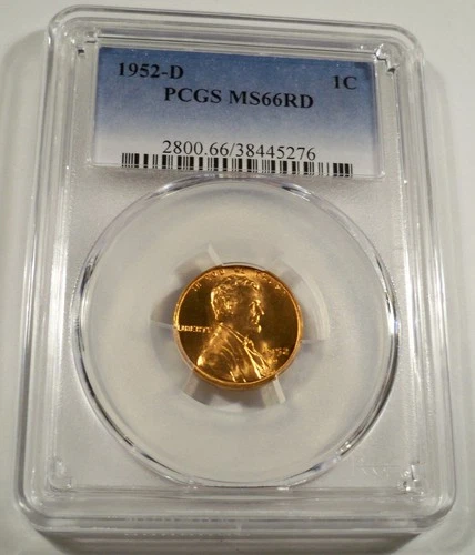 1952-D PCGS MS66RD LINCOLN CENT 1c WHEAT PENNY MS 66 RD RED