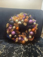 18  Halloween Black  Purple Wreath -Glitter, Eyeballs And Skulls Ornaments