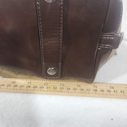 Coach f18437 Ashley Shoulder Bag brown Leather beige signature satchel purse - Picture 9 of 10